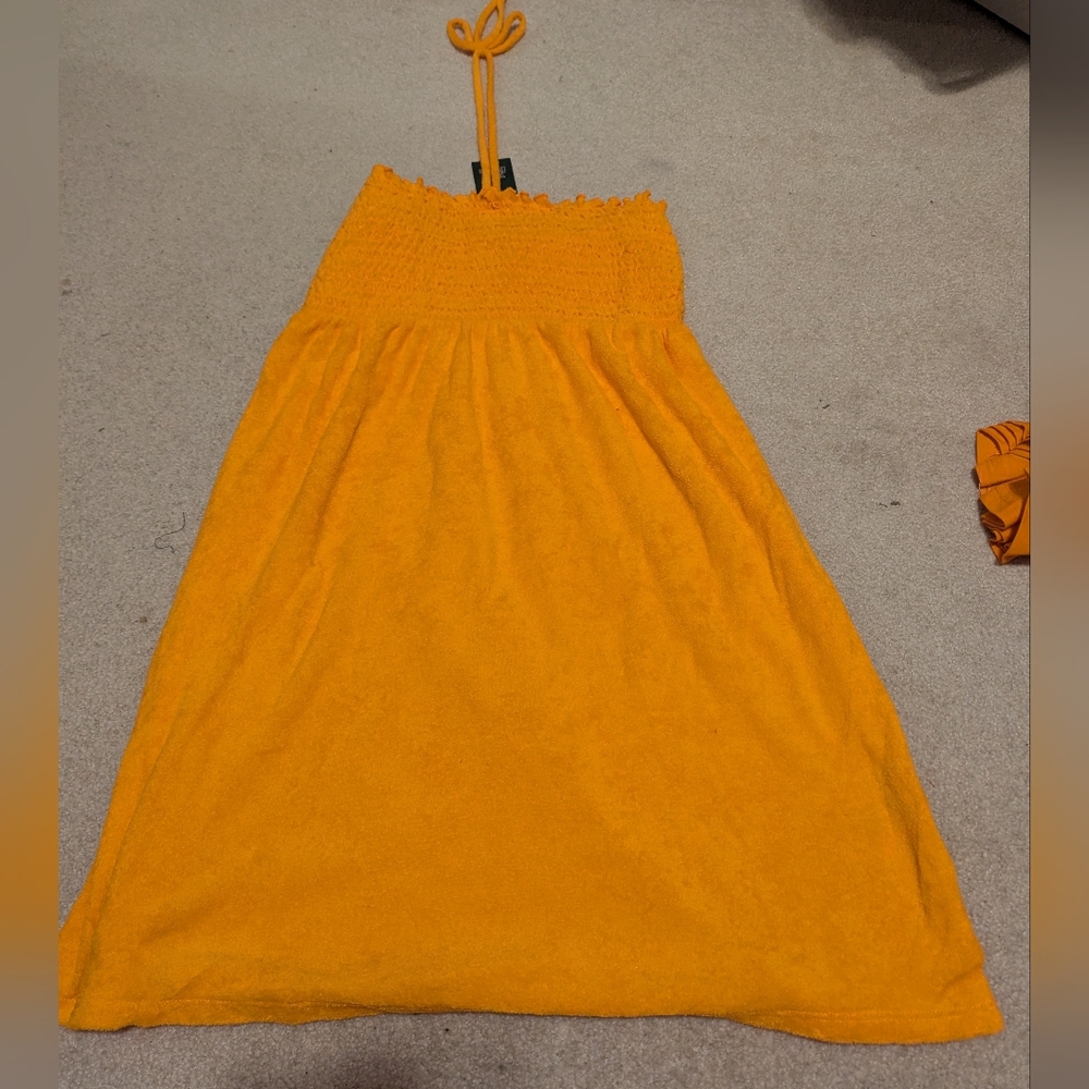 Nwt wild fable orange dress sleeveless smocked Terry convertible